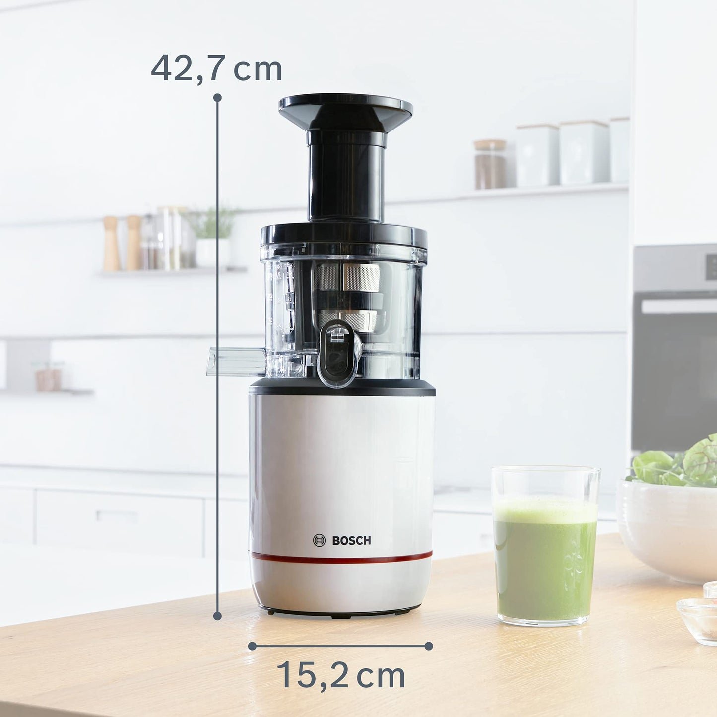 Bosch VitaExtract MESM500W – Extracteur de jus avec 2 filtres pour des jus et smoothies délicieux de fruits et légumes – 150 W – Livre de 30 recettes