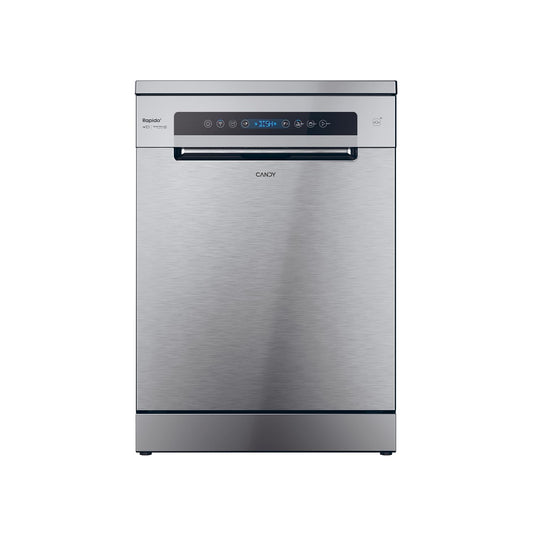 CANDY - Lave-Vaisselle - Pose Libre - 14 Couverts - Classe Énergétique C - Maxi Cuve, Wash & Dry 35 min, Ouverture Automatique, Contrôle à Distance - Inox - 60 x 82 cm - Modèle CF 4C6F0X