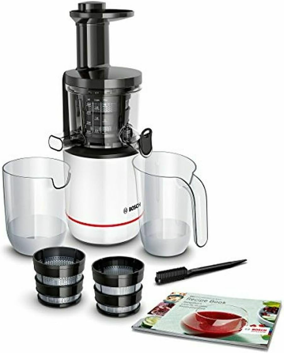Bosch VitaExtract MESM500W – Extracteur de jus avec 2 filtres pour des jus et smoothies délicieux de fruits et légumes – 150 W – Livre de 30 recettes