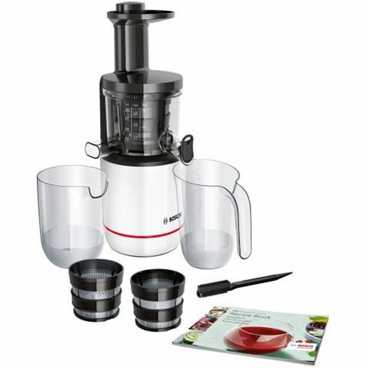 Bosch VitaExtract MESM500W – Extracteur de jus avec 2 filtres pour des jus et smoothies délicieux de fruits et légumes – 150 W – Livre de 30 recettes