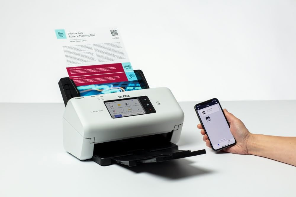 BROTHER ADS-4700W Scanner de Documents Bureautique| Recto - Verso | A4 | Rapide 40 Pages/Minute| Réseau Ethernet , Wi-Fi, Wi-Fi Direct | Scan to USB |ADF 80 de feuilles