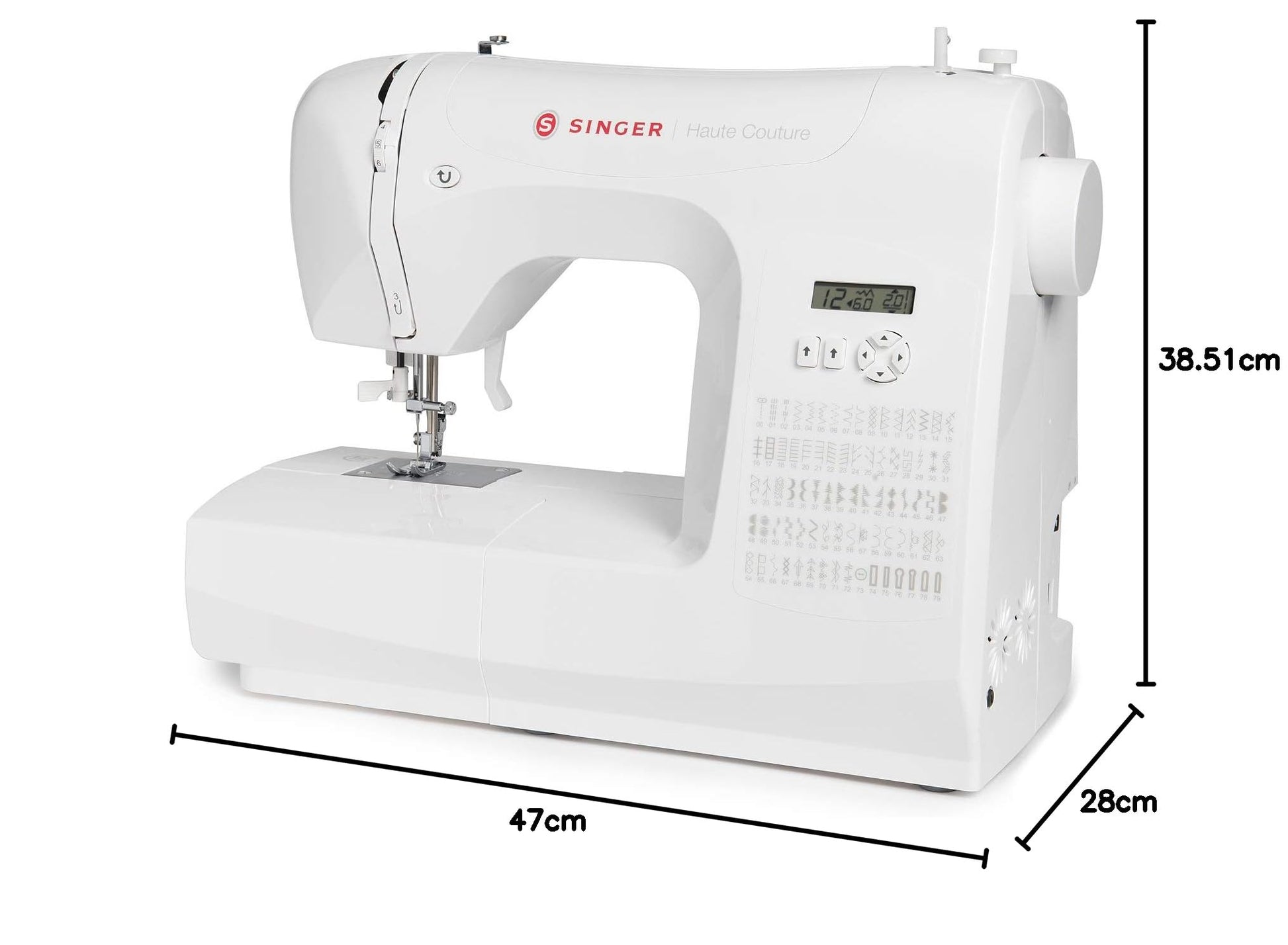 Singer Haute Couture F527C Machine à coudre électronique Professionnelle, 80 points, utilitaires, élastiques, décoratifs, Facile pour Débutants Electrique Portable, Maison
