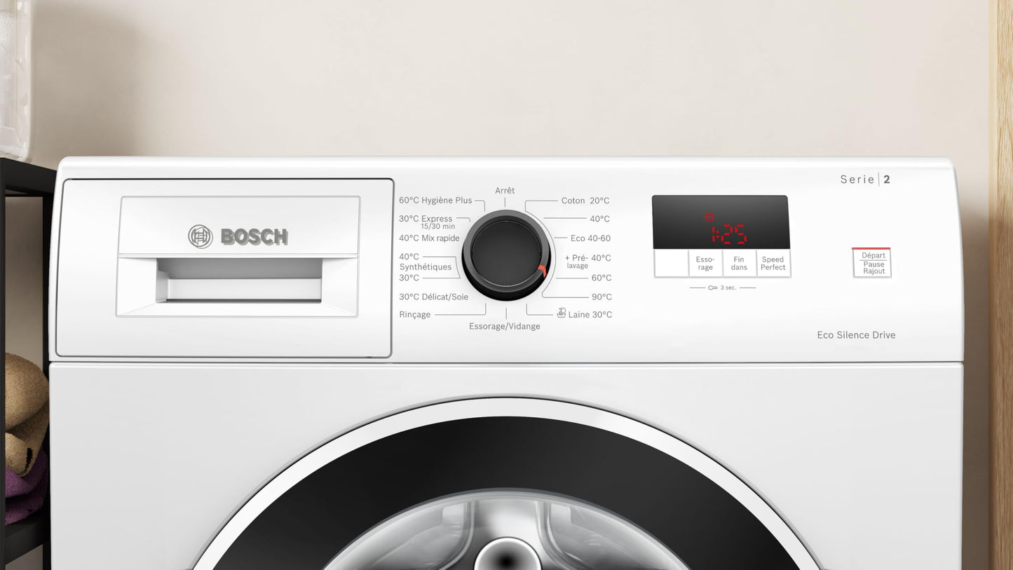 Bosch WGE02405FR, Série 2, Lave-linge Pose-libre, 7 kg, 1400 trs/min, Blanc
