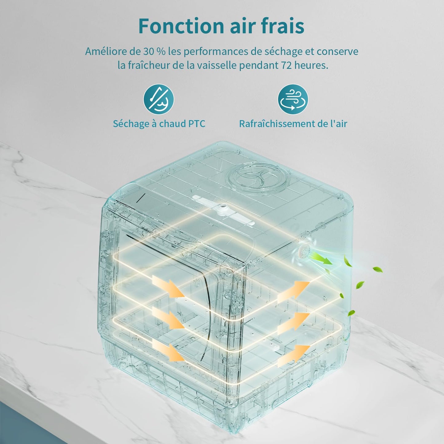AIRMSEN Mini Lave-Vaisselle de Comptoir, 5+1 Programmes, Réservoir d'Eau de 5L, Contrôle Tactile et Écran LED, Adapté pour les Cuisines Familiales, Appartements et Dortoirs, Blanc et noir