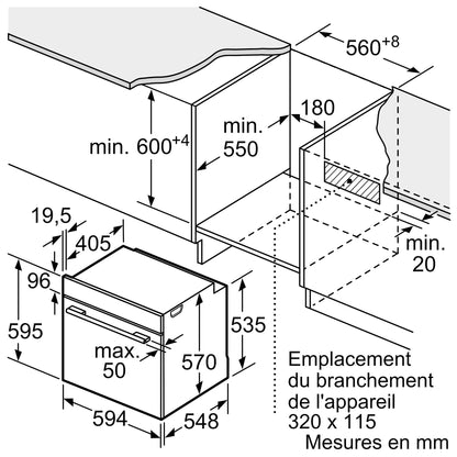 Bosch HBA553BA3F, Série 4, Four, Encastrable, Noir