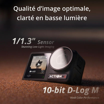 DJI Bundle Osmo Action 4 Standard - Caméra d’Action étanche 4K/120 IPS avec capteur 1/1,3 Pouce, des Images saisissantes en Basse lumière, des Couleurs D-Log M 10 Bits, Batterie 1 770 mAh prolongée