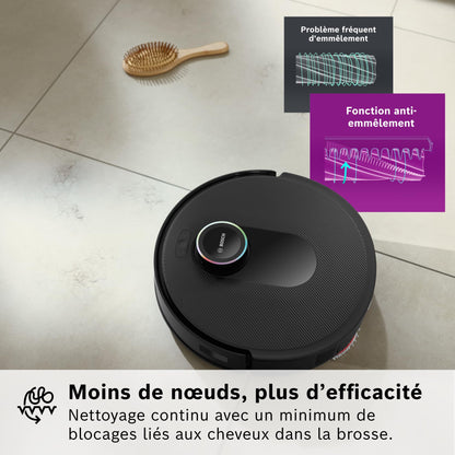 Bosch Spotless Max Cam BCRDW3BX, Robot aspirateur-Laveur avec caméra Smart Vision, serpillère rotative, 11 000 Pa, Station de Service sèche-Humide, Application Home Connect, Noir