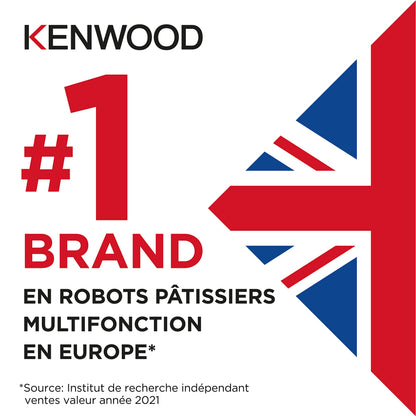 Kenwood Titanium Chef Baker XL, Robot Pâtissier avec Batteur K, Crochet Pétrisseur, Fouet et Bol de 7 Litres, KVL85.424SI, 1200W, Argent
