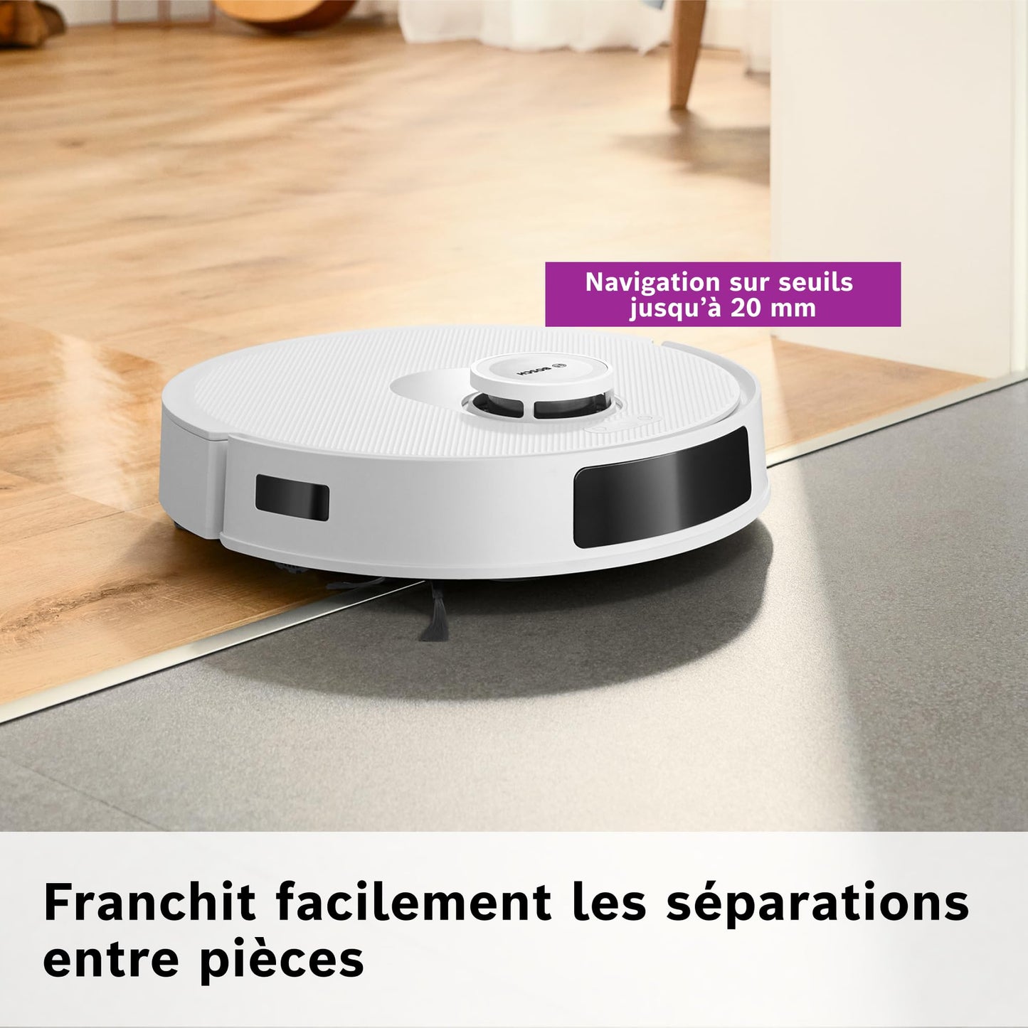 Bosch Spotless + BCRD1W Robot aspirateur-Laveur, 11 000 Pa, serpillère Statique, Station de Service, Navigation Smart Vision Infrarouge, Application Home Connect, Blanc