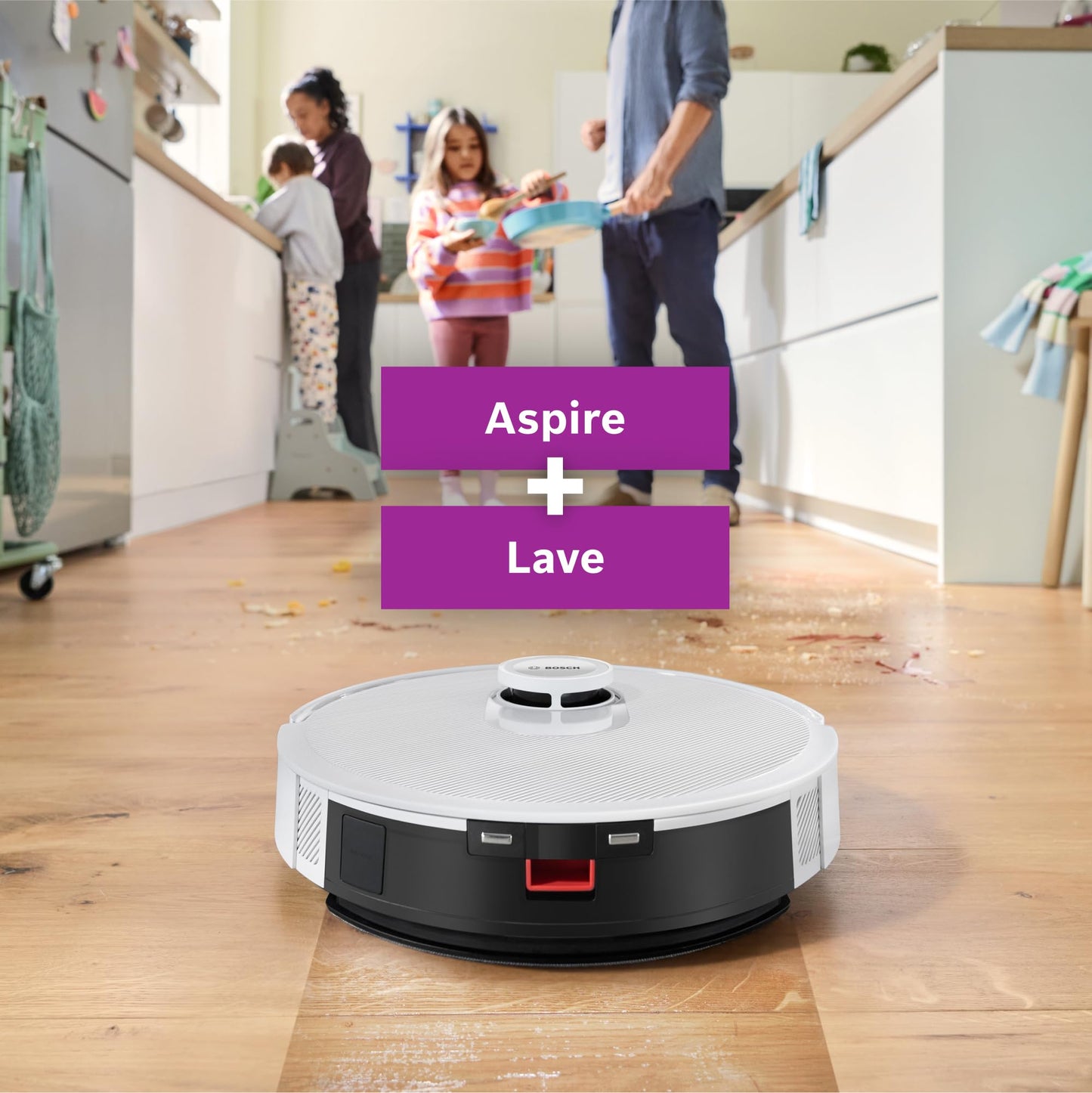 Bosch Spotless + BCRD1W Robot aspirateur-Laveur, 11 000 Pa, serpillère Statique, Station de Service, Navigation Smart Vision Infrarouge, Application Home Connect, Blanc