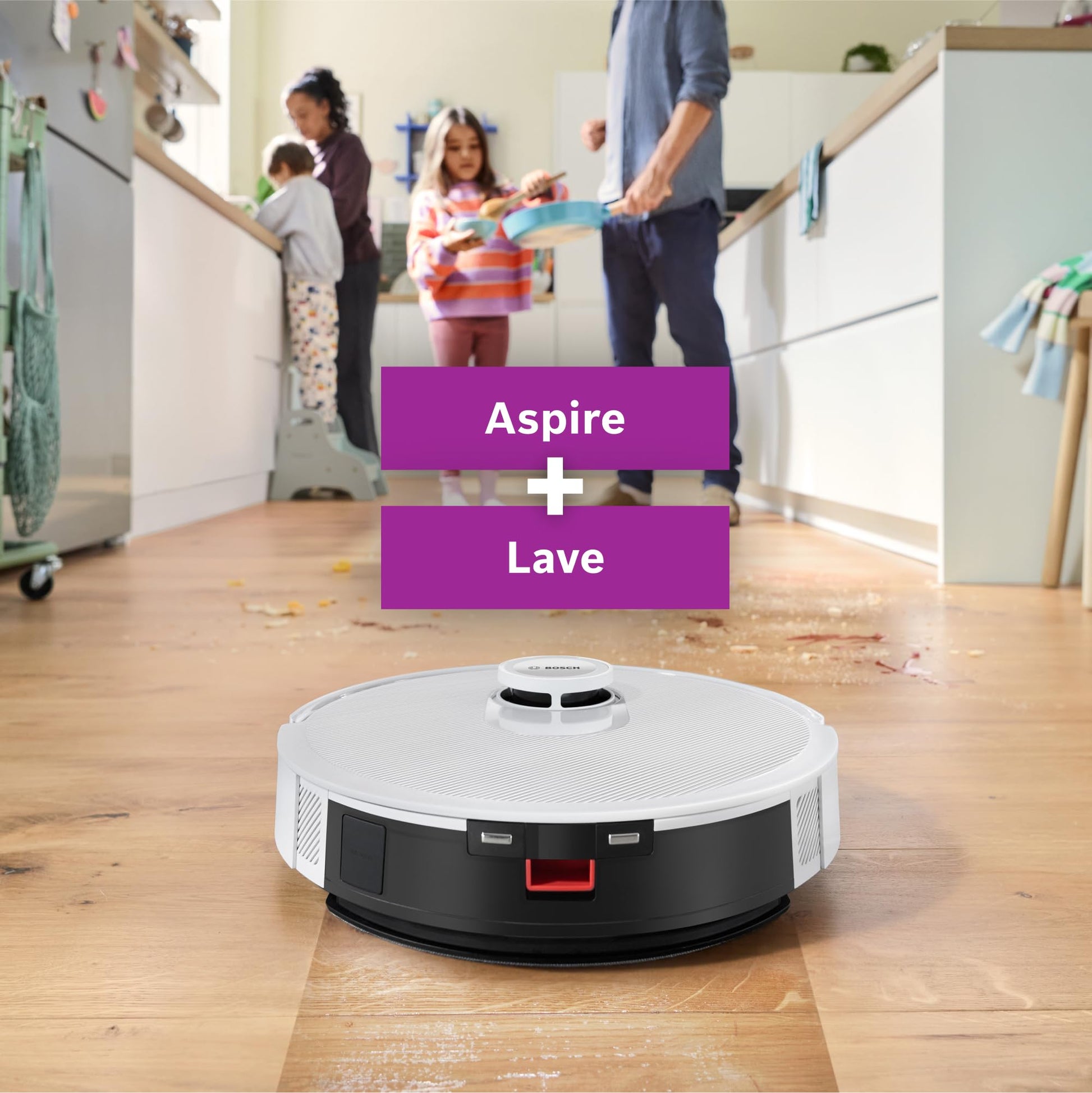 Bosch Spotless + BCRD1W Robot aspirateur-Laveur, 11 000 Pa, serpillère Statique, Station de Service, Navigation Smart Vision Infrarouge, Application Home Connect, Blanc