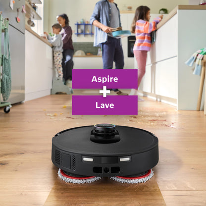 Bosch Spotless Max Cam BCRDW3BX, Robot aspirateur-Laveur avec caméra Smart Vision, serpillère rotative, 11 000 Pa, Station de Service sèche-Humide, Application Home Connect, Noir