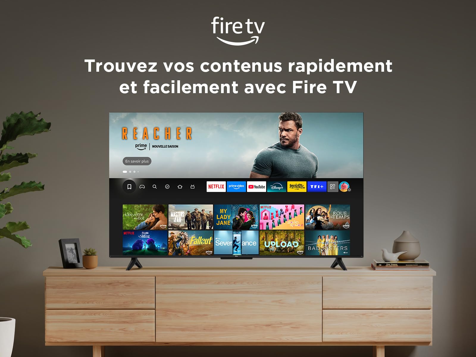 TCL 43T6C Fire TV 43 Pouces QLED 4K UHD Smart TV, HDR (Multi-Format), Dolby Atmos, Motion Clarity, vocale Alexa