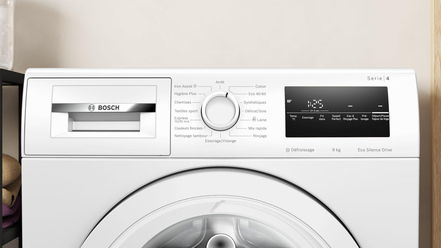 Bosch WAN28209FR, Série 4, Lave linge hublot, 9 kg, 1400 trs/min, Blanc