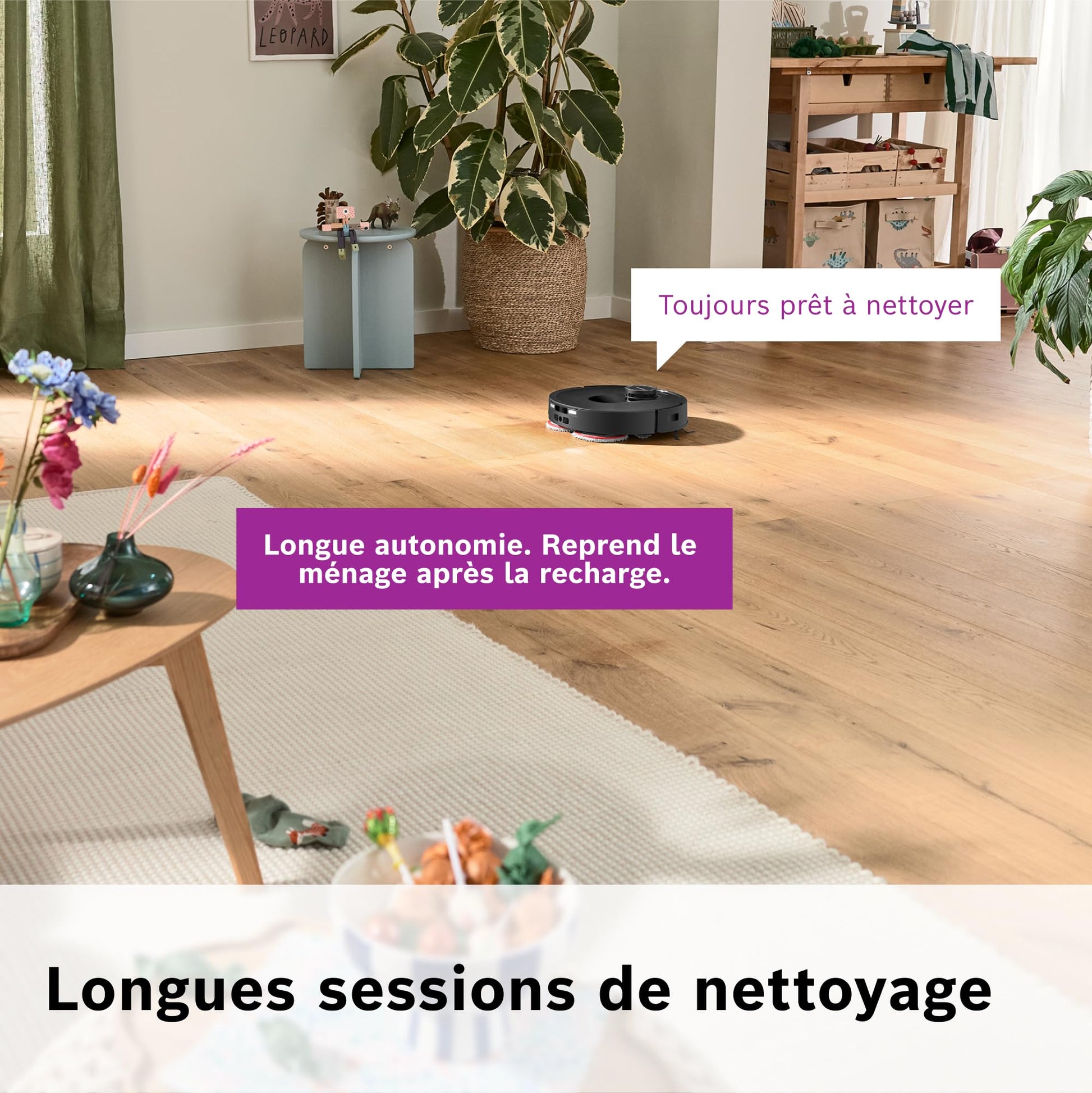Bosch Spotless Max BCRDW3B, Robot aspirateur-Laveur avec caméra Smart Vision, serpillère rotative, 11 000 Pa, Station de Service sèche-Humide, Application Home Connect, Noir