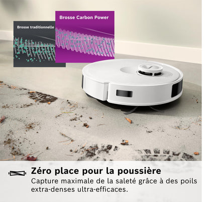 Bosch Spotless + BCRD1W Robot aspirateur-Laveur, 11 000 Pa, serpillère Statique, Station de Service, Navigation Smart Vision Infrarouge, Application Home Connect, Blanc