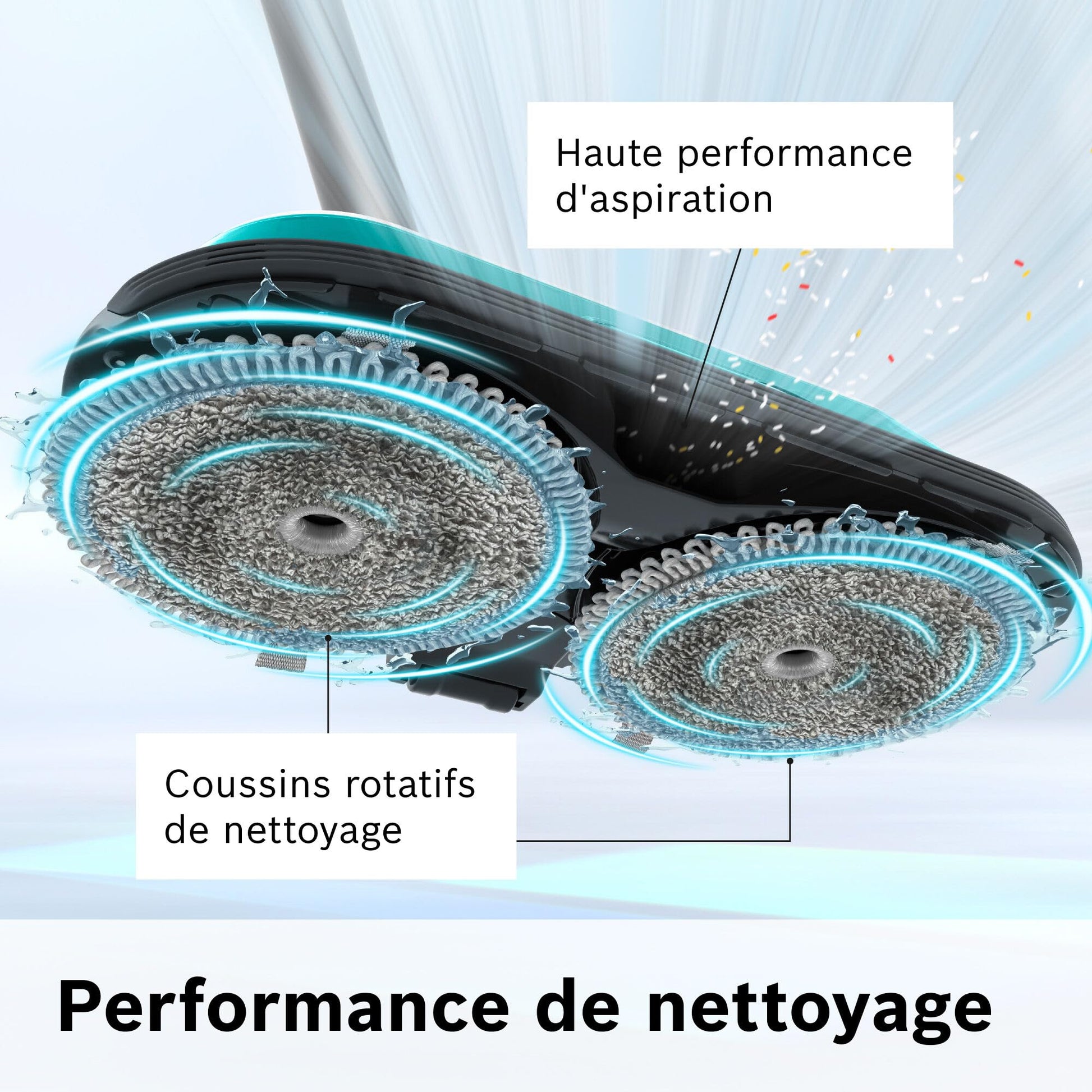 Bosch, aspirateur sans Fil 2 en 1, Unlimited 7 ProHygiène, Brosse Aqua 2 en 1, la Brosse motorisée AllFloor DynamicPower, Blanc, BCS71HYG2