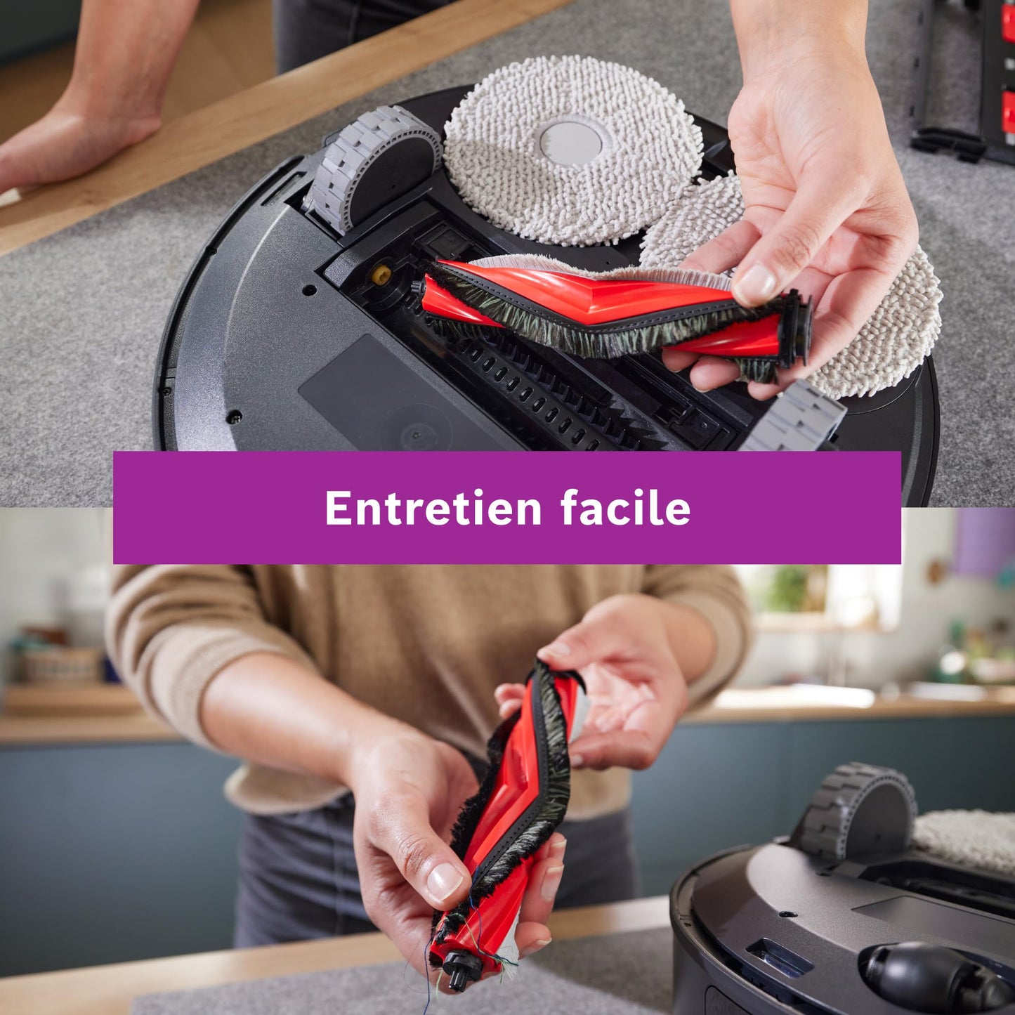 Bosch Spotless Max Cam BCRDW3BX, Robot aspirateur-Laveur avec caméra Smart Vision, serpillère rotative, 11 000 Pa, Station de Service sèche-Humide, Application Home Connect, Noir