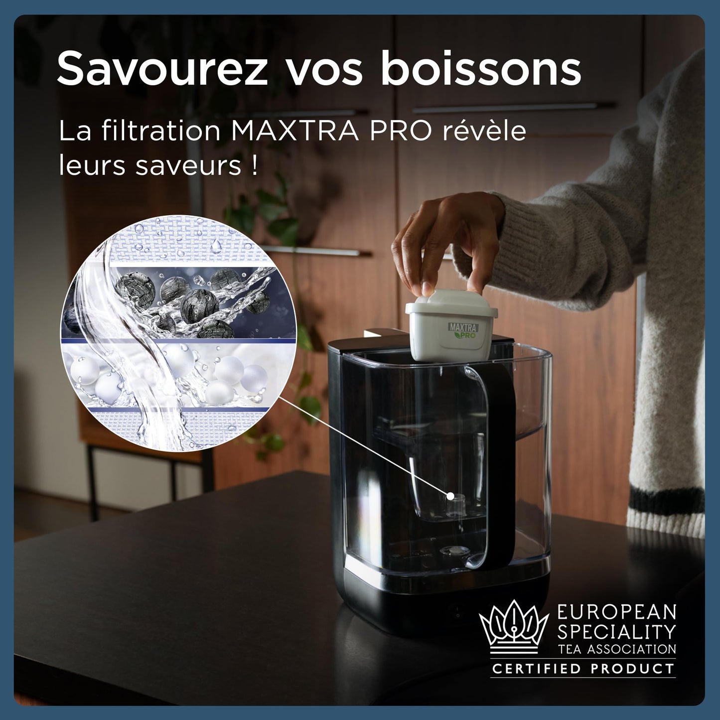BRITA Cube Distributeur d'eau filtrée chaude ou tempérée (4.0 L) différentes tailles de contenants pré-enregistrés, technologie UV-C & filtre à eau MAXTRA PRO Expert anti-tartre inclus