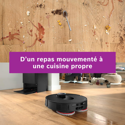 Bosch Spotless Max Cam BCRDW3BX, Robot aspirateur-Laveur avec caméra Smart Vision, serpillère rotative, 11 000 Pa, Station de Service sèche-Humide, Application Home Connect, Noir