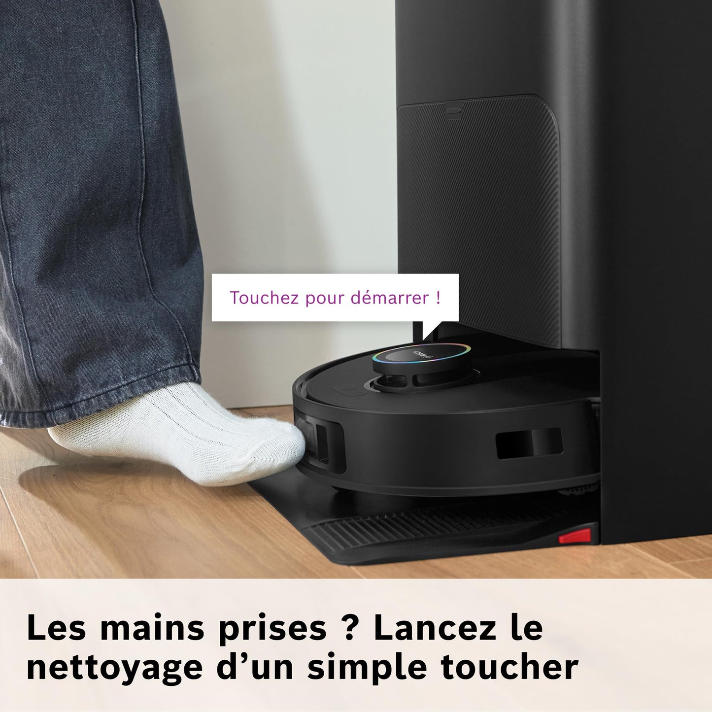 Bosch Spotless Max Cam BCRDW3BX, Robot aspirateur-Laveur avec caméra Smart Vision, serpillère rotative, 11 000 Pa, Station de Service sèche-Humide, Application Home Connect, Noir
