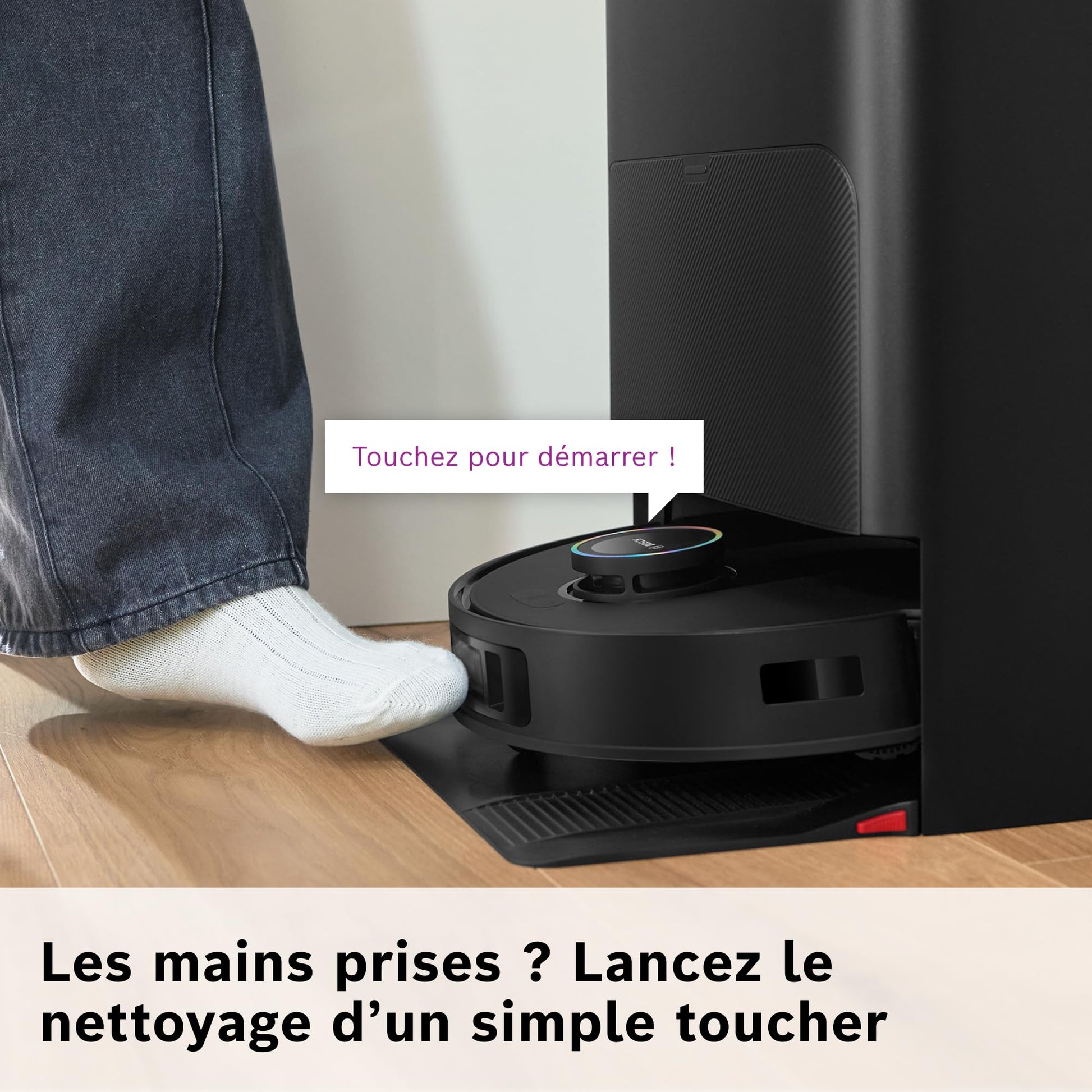 Bosch Spotless Max Cam BCRDW3BX, Robot aspirateur-Laveur avec caméra Smart Vision, serpillère rotative, 11 000 Pa, Station de Service sèche-Humide, Application Home Connect, Noir